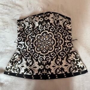 White House Black Market Black and White Strapless Top